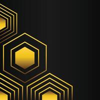 golden hexagon frame corner decoration on black background vector