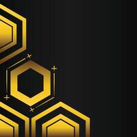 golden hexagon frame corner decoration on black background vector