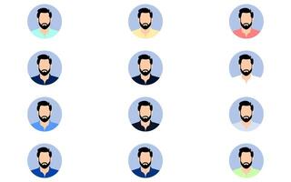 Man silhouette icon. Avatar profile. Big set of user avatar. People avatar profile icons. Male faces. vector