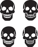 four skulls with different facial expressions vector