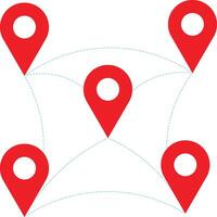a map of pins with red markers vector
