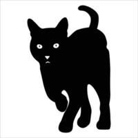 Running cat silhouette looking right vector