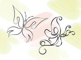 Watercolor colorful background with butterflies vector