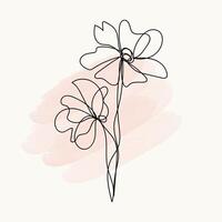 Hand drawn flat design simple flower outline vector