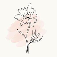 Hand drawn flat design simple flower outline vector