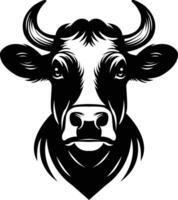 a black and white cow head on a white background vector