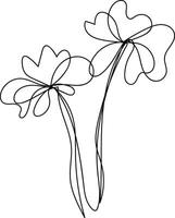 Hand drawn simple flower outline vector