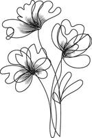 Hand drawn simple flower outline vector