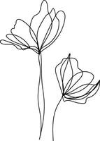 Hand drawn simple flower outline vector