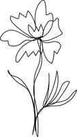 Hand drawn simple flower outline vector