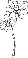 Hand drawn simple flower outline vector