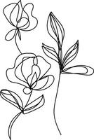 Hand drawn simple flower outline vector