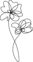 Hand drawn simple flower outline vector
