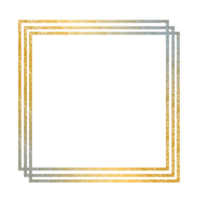 Gold and silver square frame on a transparent background png