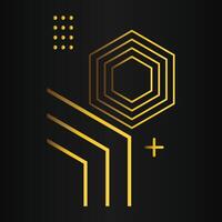 luxury black background with abstract golden geometric hexagon shape vector