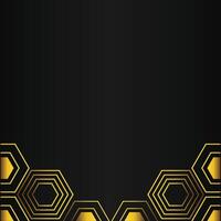 golden hexagon design on black background vector