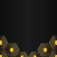 golden hexagon design on black background vector