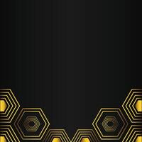 golden hexagon design on black background vector