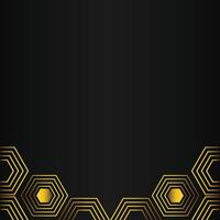 golden hexagon design on black background vector