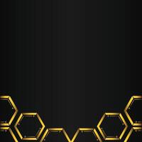 golden hexagon design on black background vector