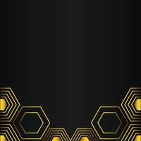 golden hexagon design on black background vector