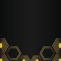 golden hexagon design on black background vector