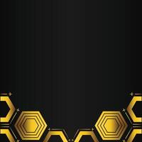 golden hexagon design on black background vector
