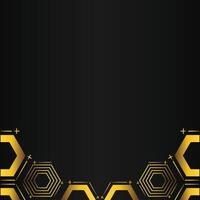 golden hexagon design on black background vector