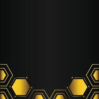 golden hexagon design on black background vector