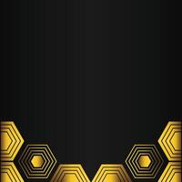 golden hexagon design on black background vector