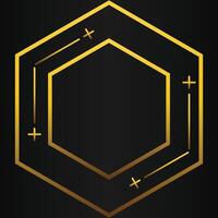 luxury black background with abstract golden geometric hexagon shape vector