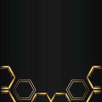 golden hexagon design on black background vector