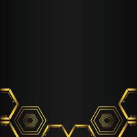 golden hexagon design on black background vector