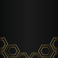 golden hexagon design on black background vector