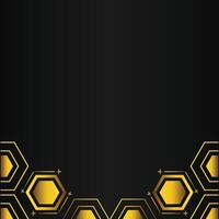 golden hexagon design on black background vector