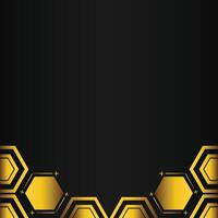 golden hexagon design on black background vector