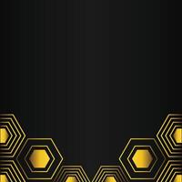 golden hexagon design on black background vector