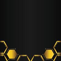 golden hexagon design on black background vector