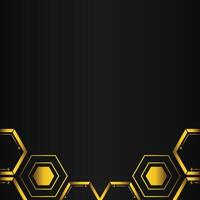 golden hexagon design on black background vector