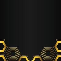 golden hexagon design on black background vector
