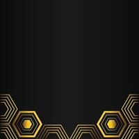 golden hexagon design on black background vector