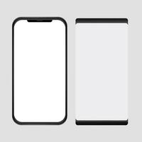 Set of realistic models smartphone with transparent screens. Smartphone mockup collection. Phone mockup in front. Mobile phone with shadow. vector