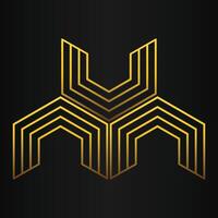 luxury black background with abstract golden geometric hexagon shape vector