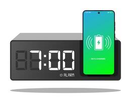 digital modern alarm clock with phone charger vector