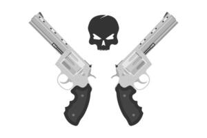 Skull and two magnum revolvers vector