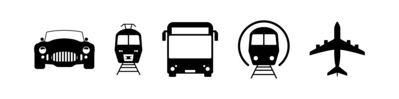 Transport Silhouette Icon Set auto,bus,plain,subway,train vector