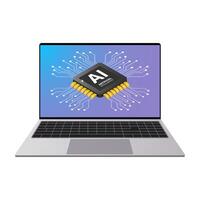 AI Processor Chipset Concept Illustration on Circuit Background. AI processor chip with a futuristic circuit design, showcasing high-tech computing power and artificial intelligence vector