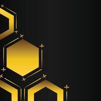 golden hexagon frame corner decoration on black background vector