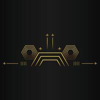 luxury black background with abstract golden geometric hexagon shape vector