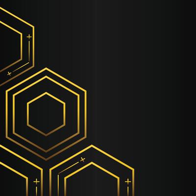 golden hexagon frame corner decoration on black background
